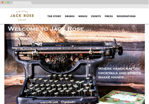 Jack Rose Bar Website Screenshot